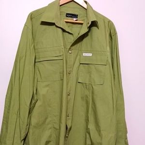 Rocawear Olive Green Mens XL Button down Shirt / Jacket Snaps to shorten sleeve